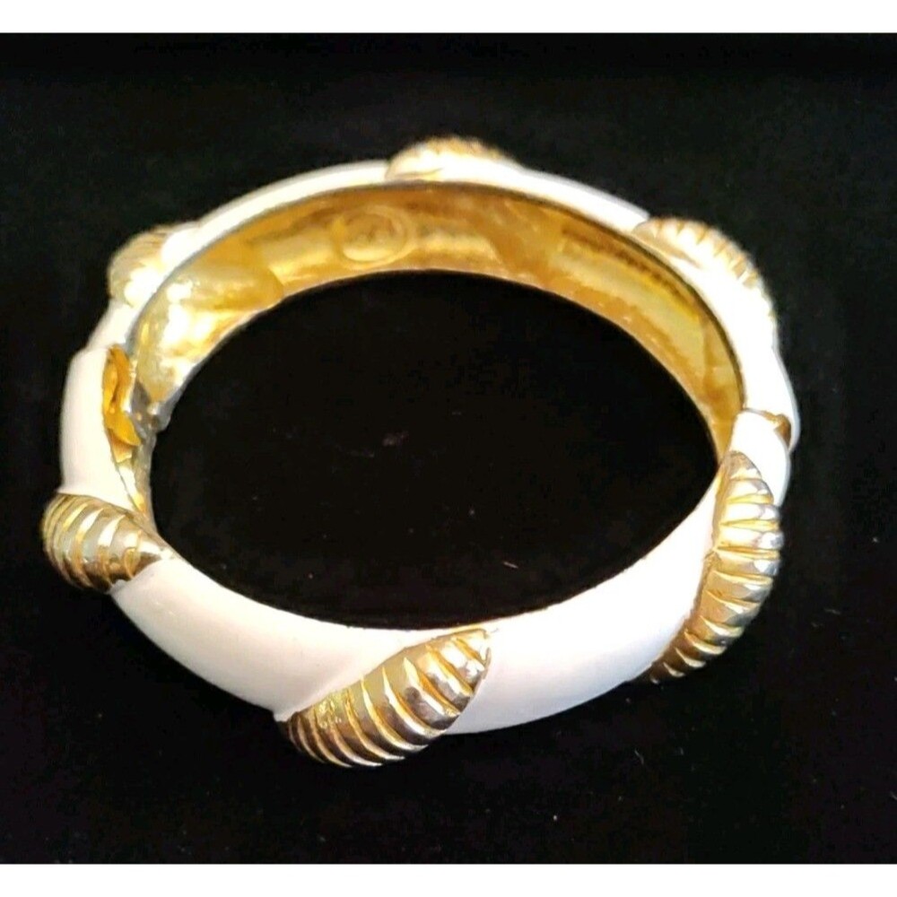 Original By Robert White Enamel & Gold Tone Clamper Bracelet